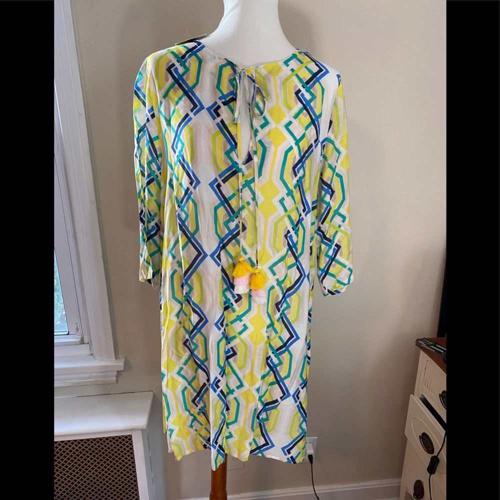 NEW ECHO Silk Beach Cover-up Geometric Print